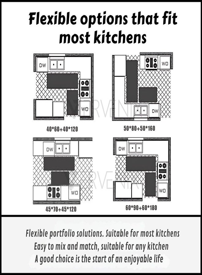 VERVENIX 2 Pcs Kitchen Mats Set - Waterproof Memory Foam Anti-Fatigue Mat Non-Slip Rug for Kitchen, Sink, Laundry & Home Office - 120x40 cm + 40x60 cm (Cooking Time Design) - Image 3
